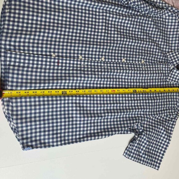 Daniel Cremieux Short Sleeve Button Down Size L Navy and White Gingham - Picture 3 of 9